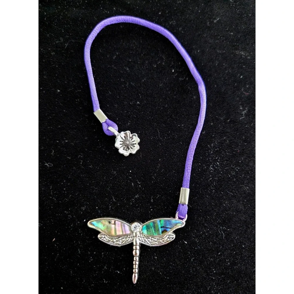 Artmarks by Cynthia Gale Dragonfly Genuine Abalone Wings Bookmark Purple Cord